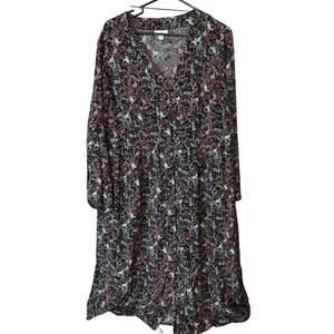 J. Jill Black Floral Midi Dress